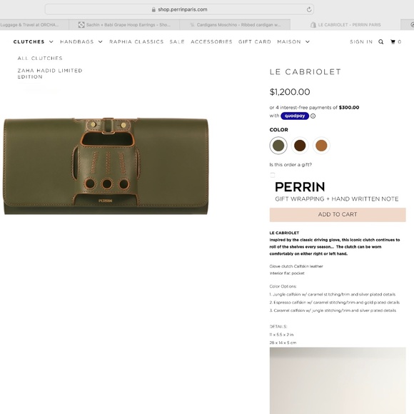 Perrin Paris Jungle Green Le Cabriolet Glove Clutch Bag Limited Edition … - Picture 5 of 16